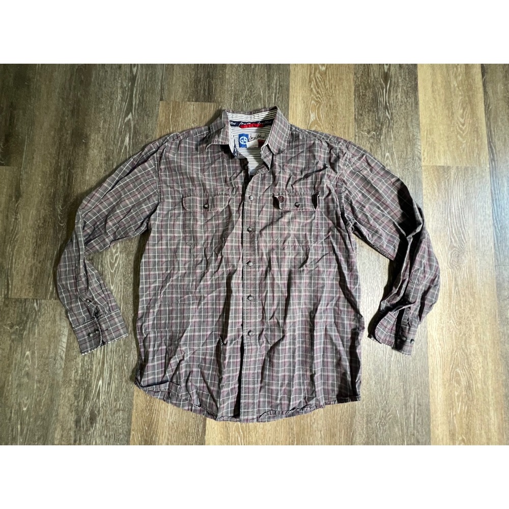 Wrangler George Strait Shirt Mens Large Purple Plaid Fair Western Cowboy Cut